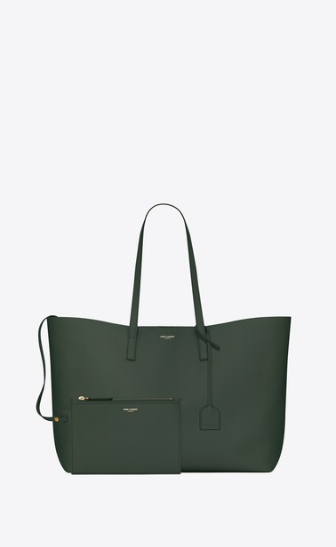 East/West shopping bag in dark green leather